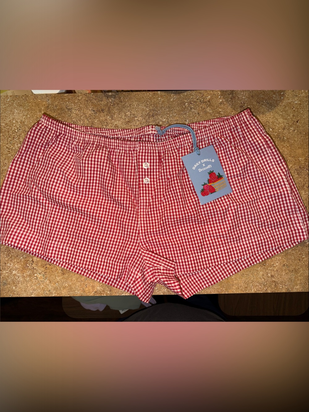 Daily Drills Red Gingham Women’s Flat Front Shorts